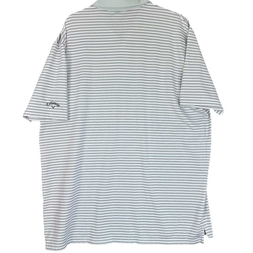 Callaway Opti-Dri Black/Gray Stripe White Golf Shirt XL Short Sleeve Activewear - Picture 3 of 14